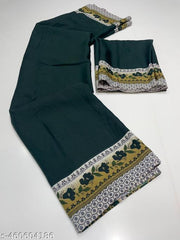 Dori Sarees Dark Green Crepe Saree sari For Woman With Blouse Piece