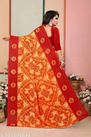 Women's Georgette Party Wear Printed Saree WithBlouse Pieace