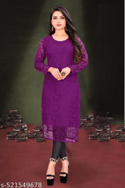 Women Net Slub Straight Kurti Women || Net Slub Kurta Set for Women || Casual Kurta Set || Occasional || Festival || Indian Straight Kurti