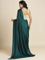 Beautiful Plain Two-Tone Soft Silk Saree with Running Blouse Piece