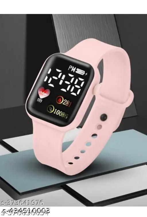 Latest Design Baby Pink Colour Digital LED Watch With Date and Time for Kid's boy's and girl's (Age 6 to 11 years) Most Selling Watch for Kid's