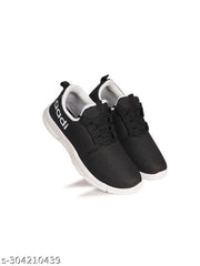 Aadi Men's Black & White Mesh Running Sports Shoes