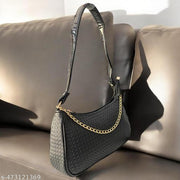 Wave Women's Handcrafted Vegan Leather Black Mini Shoulder Bag