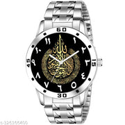 Red Robin Analogue ISLAMIC AYATULKURSI Design Round Black Dial Latest Fashion AVO SIL STEEL Strap Stylish Wrist Watch for Men and Boys, Pack of 1