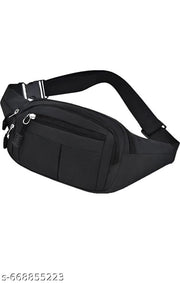 Waist Pack for Travel, Hiking & Sports – Unisex Zip Pouch Belt Bag for Phone, Money & Documents (Black