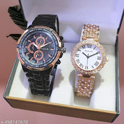 Attractive Black couple watch combo party wedding Couple Wedding Gift Combo, Anniversary Gift Combo, Couple Gift set - Men & Women