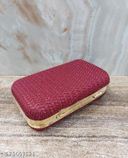 FANCY PARTYWEAR BOX CLUTCH WITH HANDLE SHIMMER SHINING BRIDAL CLUTCH