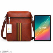 Men's Stylish Cross Body Sling Bag for 10 Inch Tablet | Leather Look Messenger Bag