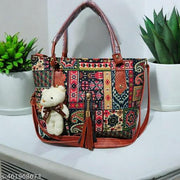 Trendy Printed Handbag for Women | Multi-Functional Shoulder Bag & Tote Bag with Teddy Keychain
