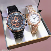 Attractive Black couple watch combo party wedding Couple Wedding Gift Combo, Anniversary Gift Combo, Couple Gift set - Men & Women