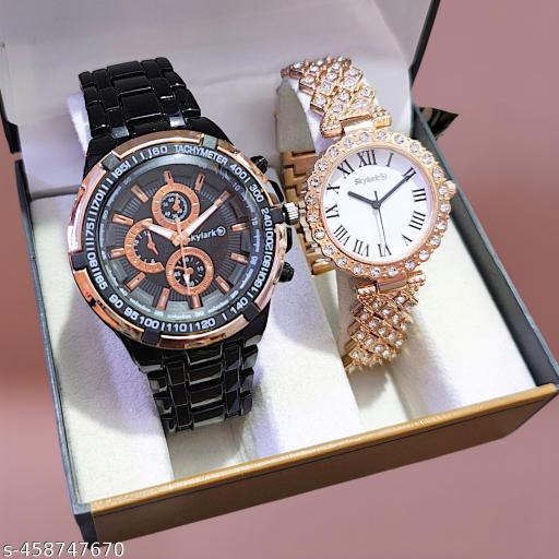 Attractive Black couple watch combo party wedding Couple Wedding Gift Combo, Anniversary Gift Combo, Couple Gift set - Men & Women