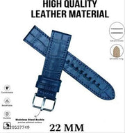 22 mm Genuine Leather Watch Strap  (Dark cherry)