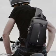 Bag Multi Compartment Travel Water-Resistant Bag Shoulder Chest Bag with USB Coded Lock Outdoor Sports Phone Waist Bag Sling Bag for Men Women