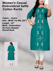 Women's Embroidered Plus Size Cotton Kurta