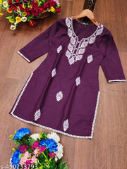 Cotton Embroidered Short Kurta for Women and Girl