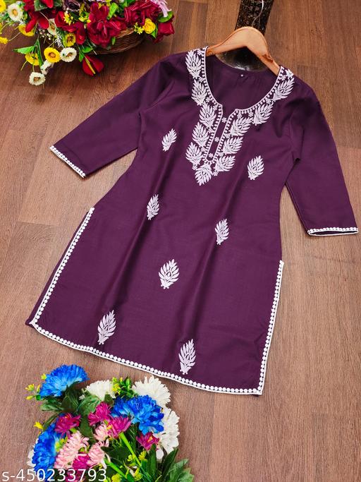 Cotton Embroidered Short Kurta for Women and Girl