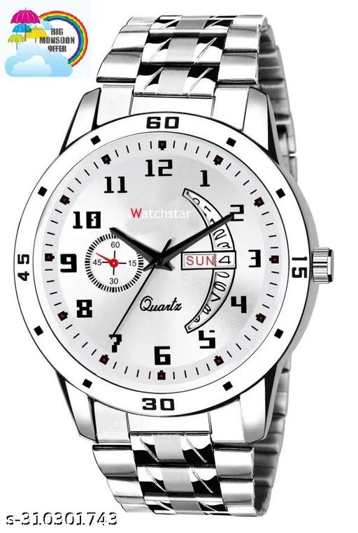 Stainless Steel Strap Day Date Analog Watch For Men