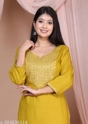 Women Embroidered Straight Kurta