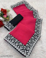 E-Poshak Vibrant Georgette Saree with Maharani Border Lace