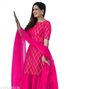 " Zestleaf Viscose Rayon Kurta and Sharara Set with Dupatta"