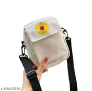 Women Mobile Messenger Bag Ladies Canvas Shoulder Long Strap for College, Travelling, Work