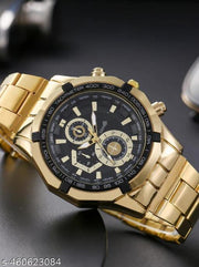 NG Times Golden 1pc Men Gold Zinc Alloy Strap Business  Round Dial Quartz Watch, For Daily Life