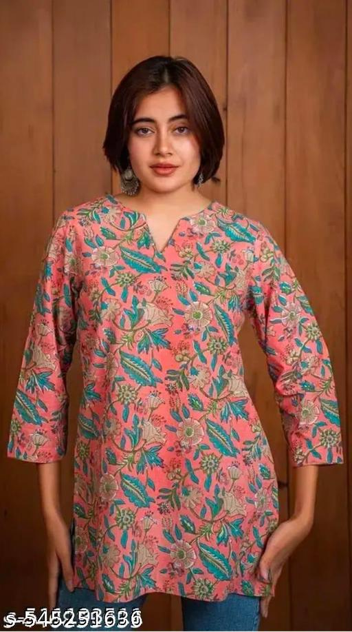 Girls Trending Rayon Printed Short Kurta