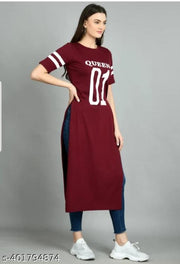 01 PRINTED KURTI MAROON
