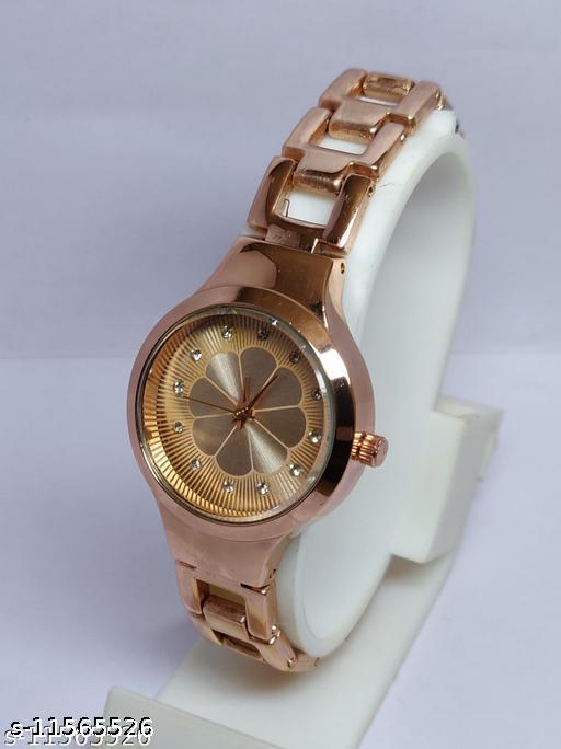 Gorgeous Flower Designer Rosegold Metal Analog Watches for women