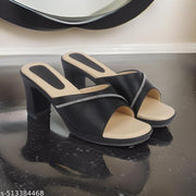 Women Casual Heels Sandals Synthetic Leather Stylish Comfortable Footwear Perfect for Office College School Partywear Market Daily Use Lightweight Modern Design for Girls