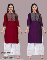 rayon kurti embroidered