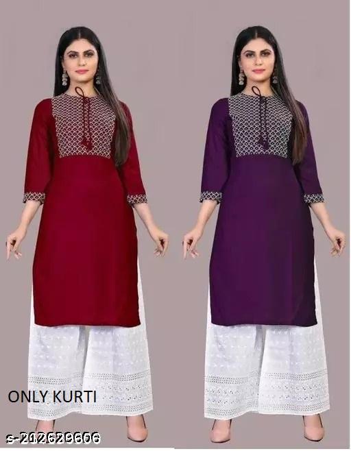 rayon kurti embroidered