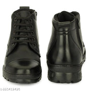 Coolsteps shoes Men's Black Genuine Leather Lace-Ups Police Boot Shoe