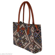 Multi Color Large Canvas Kalamkari Tote Bag With Two Zipper Inner Pockets for Shopping, Office & Daily Use