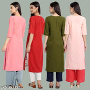 Polyster/Crepe fabric-Stylish Printed 4 Kurti On Lowest Price & Best Quality