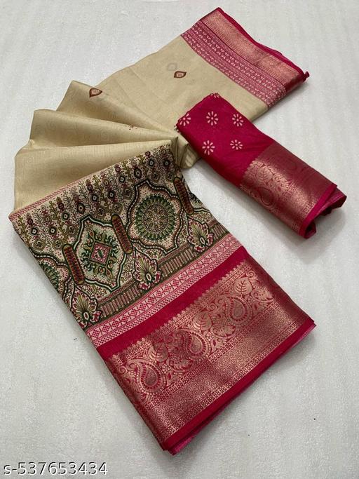Dola Jaquard Woven Printed Saree With Blouse