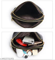 The  black Adjustable Sling - Premium PU Leather with Dual Zipper Compartments