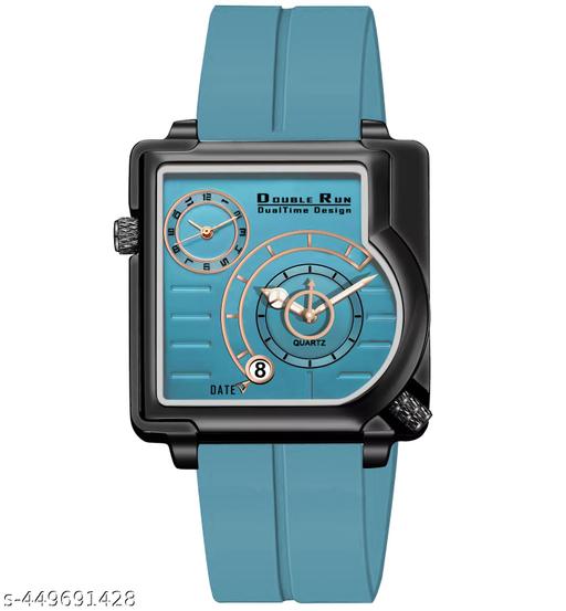 Dual Time Date Display Radium Dial  Magnetic Belt Analog Watch For Men_B31k