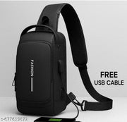 Bag For Man Women Waterproof Slim Unisex Crossbody Sling Bag with USB Charging Port Chest Backpack Men's Shoulder Bag,Travel Handbag, Hard Shell Anti-Theft Bag