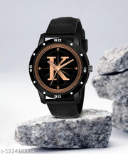 FEMEO WATCHES Analog Round black Dial ALPHABET K Design Stylish black Strap Classic Design Fancy Watch for Men and Boys, Pack of 1 ALPHABET K-AVO-BLK-SFR-1
