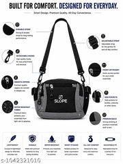 WAIST BAG BLACK TOP HANDLE | 3 IN 1 BAG WITH SLING, BUCKLE AND IN BUILT BELT LOOP | PREMIUM AND LIGHTWEIGHT FABRIC |