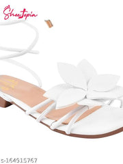 Casual/ Trendy/ Party/ Wear Stylish Women  Grils Wrap Around Ankle White Gladiators