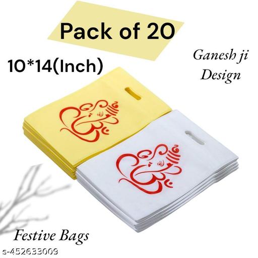 CARRY CLOUD 10x14 Inches Ganesh Ji Bags: Perfect for Festivals and Events, Durable Printed Bags, Stylish Printed Tote (Pack of 20)