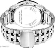 Sky Mart Analog Round Black Dial ALPHABET S Design Stylish Silver Stainless Steel Strap Classic Design Fancy Wrist Watch for Men and Boys, Pack of 1 - ALPHA-S-AVO-SIL-STL