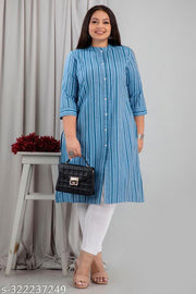 Rooplaxmi Creation Woman Pure Cotton Stright Kurti| Blue Lining Cotton Kurti |Casual Wear kurti | 42" Length Kurti | Long Kurti |Kurti For Girls | Plus Size Kurti