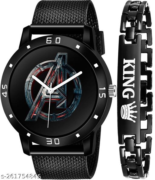 Black Watch King Bracelet for Men Analog Watch - For Men
