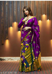 Traditioanl Silk Purple Assamese Mekhela Chador Saree