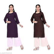 Casual Women's Low Price Plain Kurta For Daily Use ( Combo Of 2)