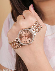 Diamond Studded Metal Belt Analog Wrist Watch for women and girls