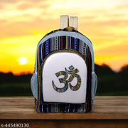 Multicolor Om Symbol Backpack with White Front Panel | Spiritual Ethnic Print School Bag for Girls & Boys | Lightweight Travel Daypack with Side Pockets | Stylish Casual Backpack